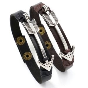 Men's Genuine Leather and Stainless Steel Arrow